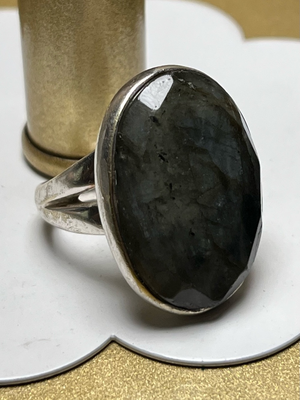 Stella & Dot Oval Vintage Labradorite Statement Ring size6-6.5